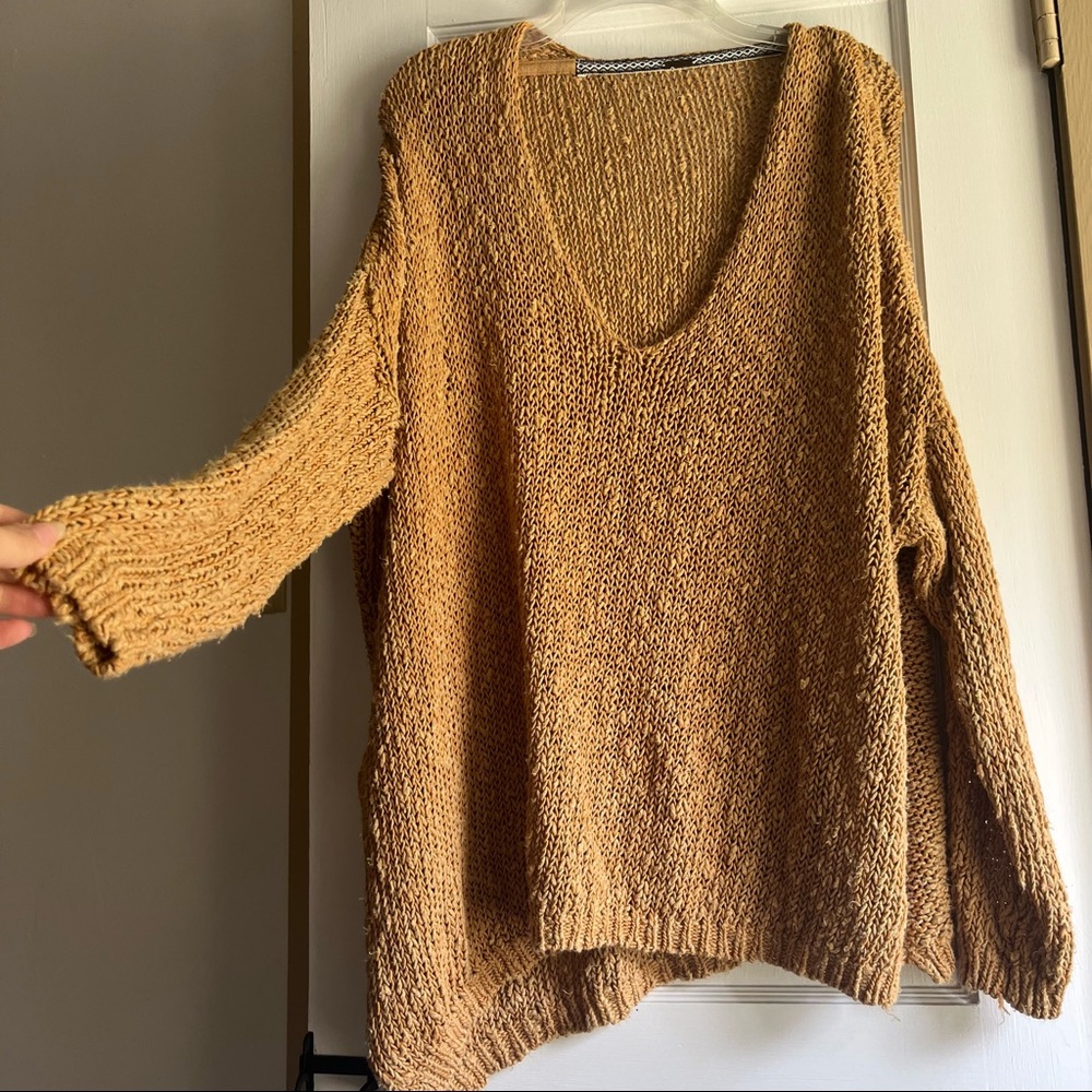 Free People Sweater Deep V-Neck Beach Cover Up Medium Large X large